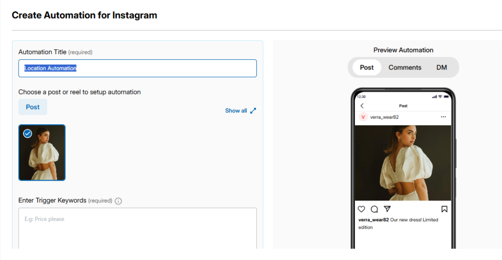 Select an Instagram Post, Reel, or Story