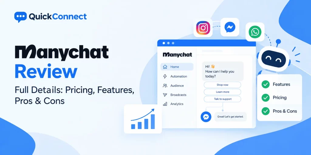 Manychat review Full Details: Pricing, Features, Pros & Cons